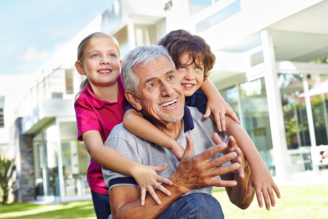 Grandfather Playing with Grandchildren 